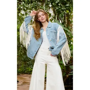 ARLA-DENIM FRINGE JACKET