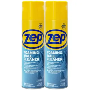 ZEP 18 oz. Foaming Wall Cleaner, wall cleaner spray, scuff mark remover, fingerprint remover, stain remover, no scrubbing, no rinsing, painted walls, woodwork, baseboards, tile, vinyl wallpaper, washable wallpaper, kitchen walls, hallway walls