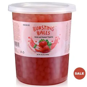 SYRUVIA Boba Pearls Popping Bursting Boba, Tapioca Pearls For Bubble Tea (Strawberry , 2 LB 1 Pack) Sweet Beverage