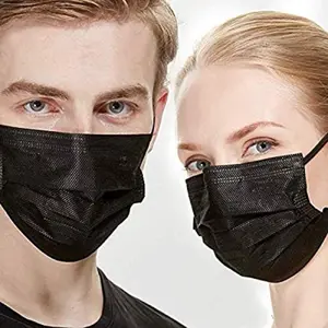 Trendy Black Disposable Masks! 50Pcs 3Layer Filter - Breathable & Stylish Daily Must-Have