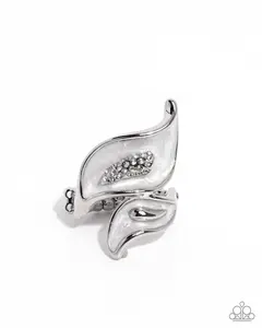 Ornate Overlap - White Silver Ring - Paparazzi