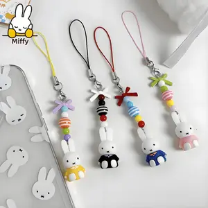 Kawaii Anime Miffy Keychain Cartoon Little Rabbit Bow Creative Keychain Bag Y2K Punk Style Bow  Girl Gift