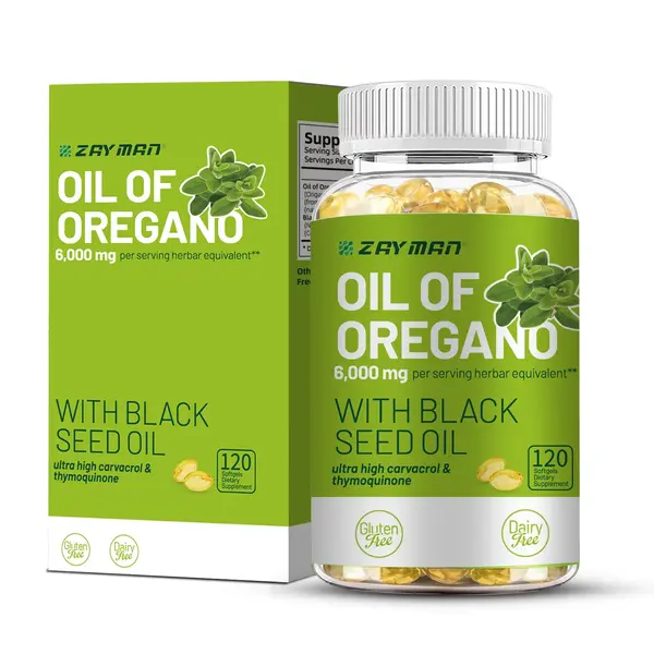 Oil of Oregano and Black Seed Softgels with Carvacrol Dietary Supplement 2 in 1 Formula