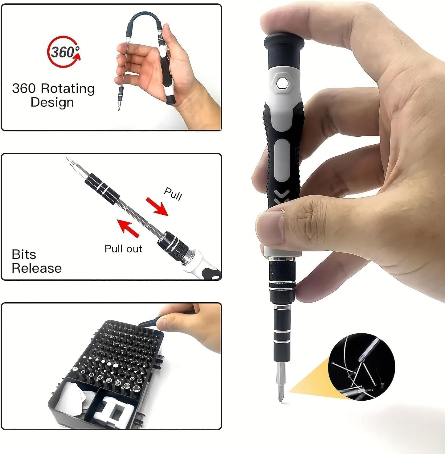 Precision Screwdriver Set | Professional Electronics Repair Kit for Phones | Flexible Shaft Magnetic Bits | Laptops, Watches, Game Consoles & Eyeglasses |Home Must-Have！