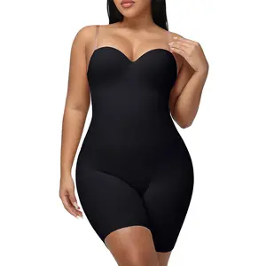COOSHAPE Women's Shapewear Bodysuits Tummy Control Butt Lifter Full Body Shaper Strapless Seamless Mid Thigh Jumpsuit, Radiant Smoothing Undergarment for Dresses