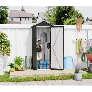 Small Compact Metal Garden Shed, Heavy Duty High Quality Galvanized Iron Sheet Construction Waterproof Outdoor Storage Shed, Weatherproof Rust-Resistant UV-Protected Anti-Corrosion Lockable Garden Tool Storage Cabinet with Sturdy Solid Lock System, Reason