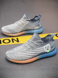 Men's Translucent Sole Shoes | Light-up Running Sneakers | Airy Mesh Design | Knit Running Shoes
