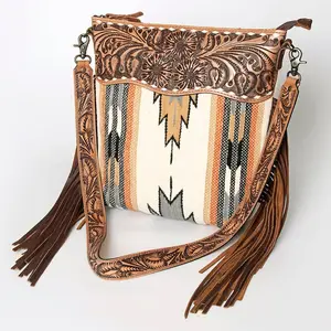 Coyote Aztec Western Leather Crossbody Purse