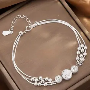 US-FASHION - Fine 925 Sterling Silver Lucky Beads Bracelets For Women Luxury Designer Multilayer Adjustable Bracelet Party Wedding Jewelery