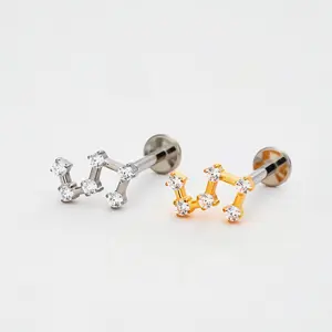 Stellar Steps Flat Back Titanium Stud Earring