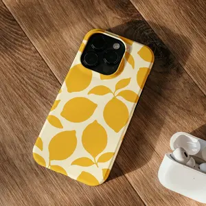 Yellow Lemon Phone Case  Fresh Minimal Citrus Pattern  iPhone