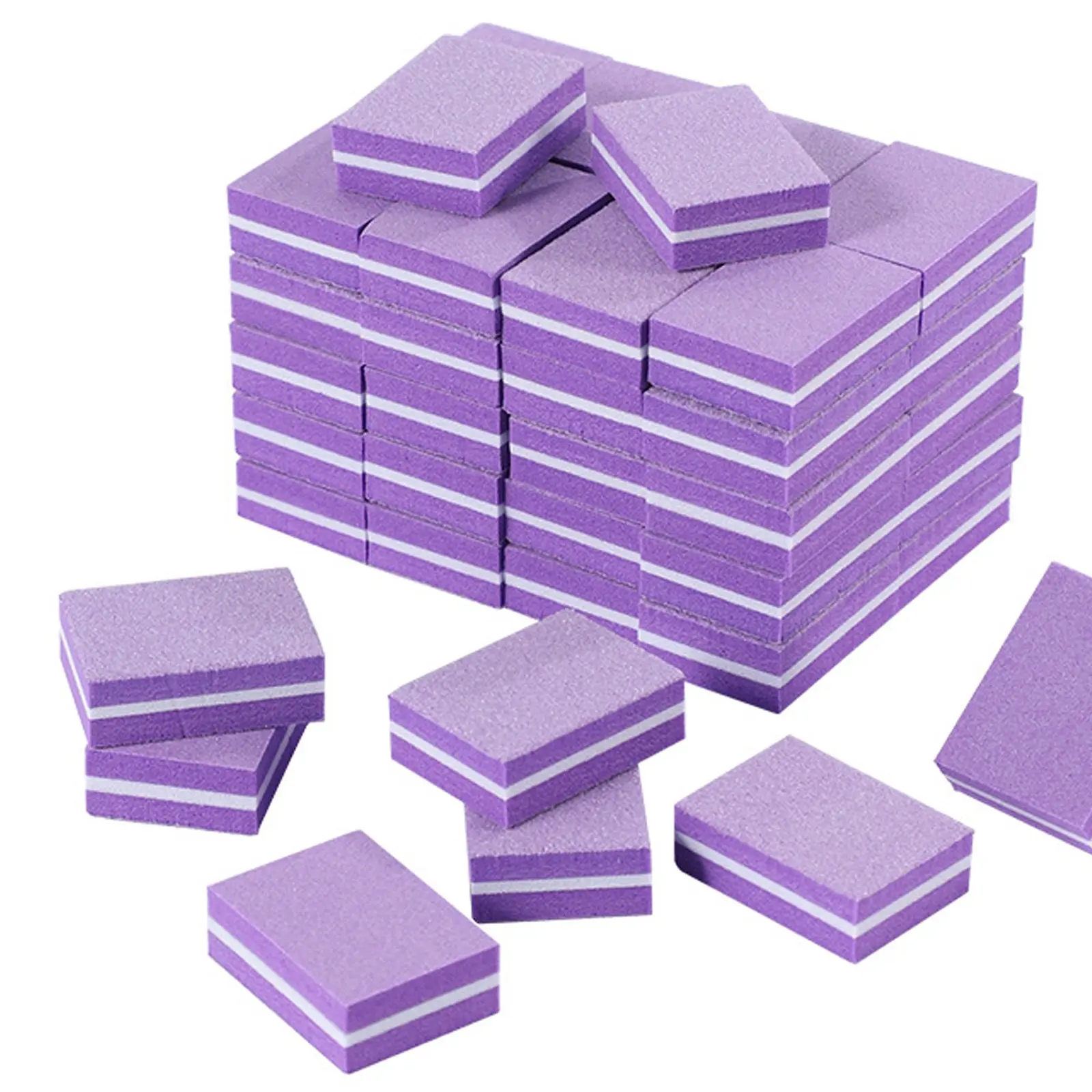 Nail Buffers (50 Pack), Mini Buffer Block Nail File for Acrylic Nails and Natural Nails, 100/180 Grit Smooth Nail Buffer Block Bulk Buffing Blocks for Nail Buff Professional Manicure File Blocks Set Purple, Nail Care, Nail Supplies, Flawless Nail Care