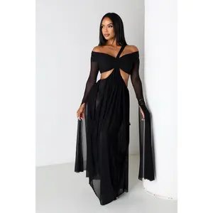 Wrap Me Slow Mesh Maxi Dress