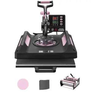 VEVOR Heat Press Machine,  , 15 x 15 inch, 5 in 1 Heat Transfer Machine with 30 oz Tumbler Press, 360° Swing Away Digital T-Shirt Pressing Machine, Teflon Coating, for T-Shirts/Mugs/Hats/Plates, Black