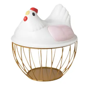 A household kitchen egg basket storage basket wrought iron storage basket quick coffee storage basket hen shape metal basket Wire Basket Easter Basket