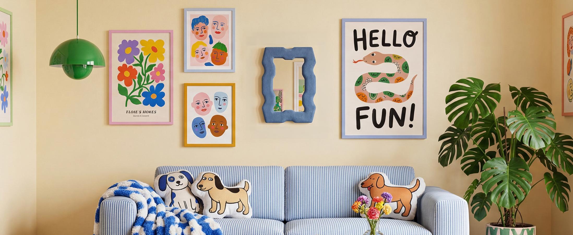 Chic Irregular Wavy Mirror –Modern Blue Decorative Mirror Decor for Vanity, Office & Living Room