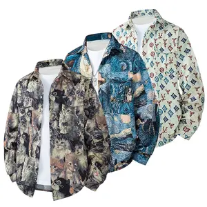 Men’s new long-sleeve shirt—outdoor multifunctional top with multiple pockets, stylish trendy pattern design, casual sporty lightweight style suitable for work, commuting, camping, and everyday wear.