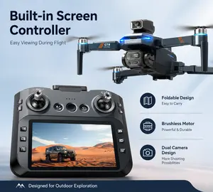 GT8 Foldable Drone with Built-in Screen Controller, Brushless Motor, Dual Battery Set, Easy to Fly for Beginners
