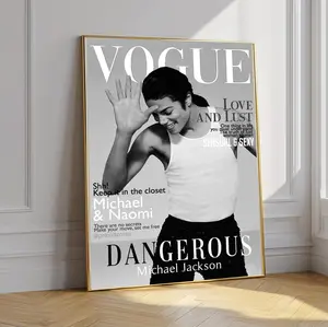 Michael Jackson Poster, Vogue Style Wall Art, Vintage Black and White MJ Print, Retro Music Legend Decor