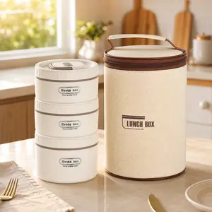 Portable Insulated Lunch Box Set with 3 Stainless Steel Containers, 2 x 400ML & 1 x 600ML Bento Boxes, Leak-Proof Meal Prep Containers, Separate Food Storage, Microwave Safe Tableware, Insulated Lunch Bag with Handle for School, Work & Travel