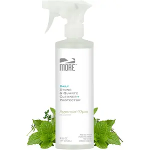 Stone & Quartz Cleaner + Protector - Water-Based Surface Spray - Granite, Quartz & Marble Cleaner - For Kitchen & Bathroom Countertops & Floors - Peppermint-Thyme Essential Oil - Pint (16oz)