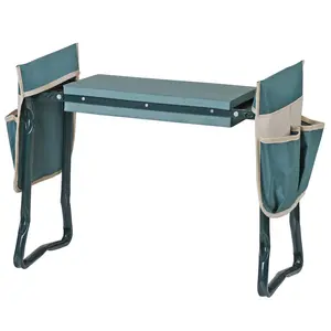 ZENY 8"/6" Width Folding Garden Kneeler Seat Soft Portable Gardening Workseats Bench Stool W/ Tool Pouches Durable Steel Frame 330 lbs Capacity