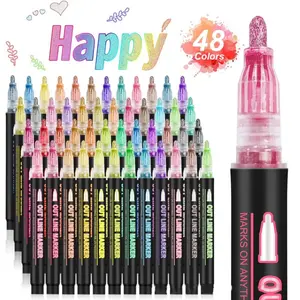 ViHome Clearance of savings!Double Line Outline Markers Marker Pens For Highlighting Pens Painting Glitter Pens For Guest Books 8ml on Clearance!