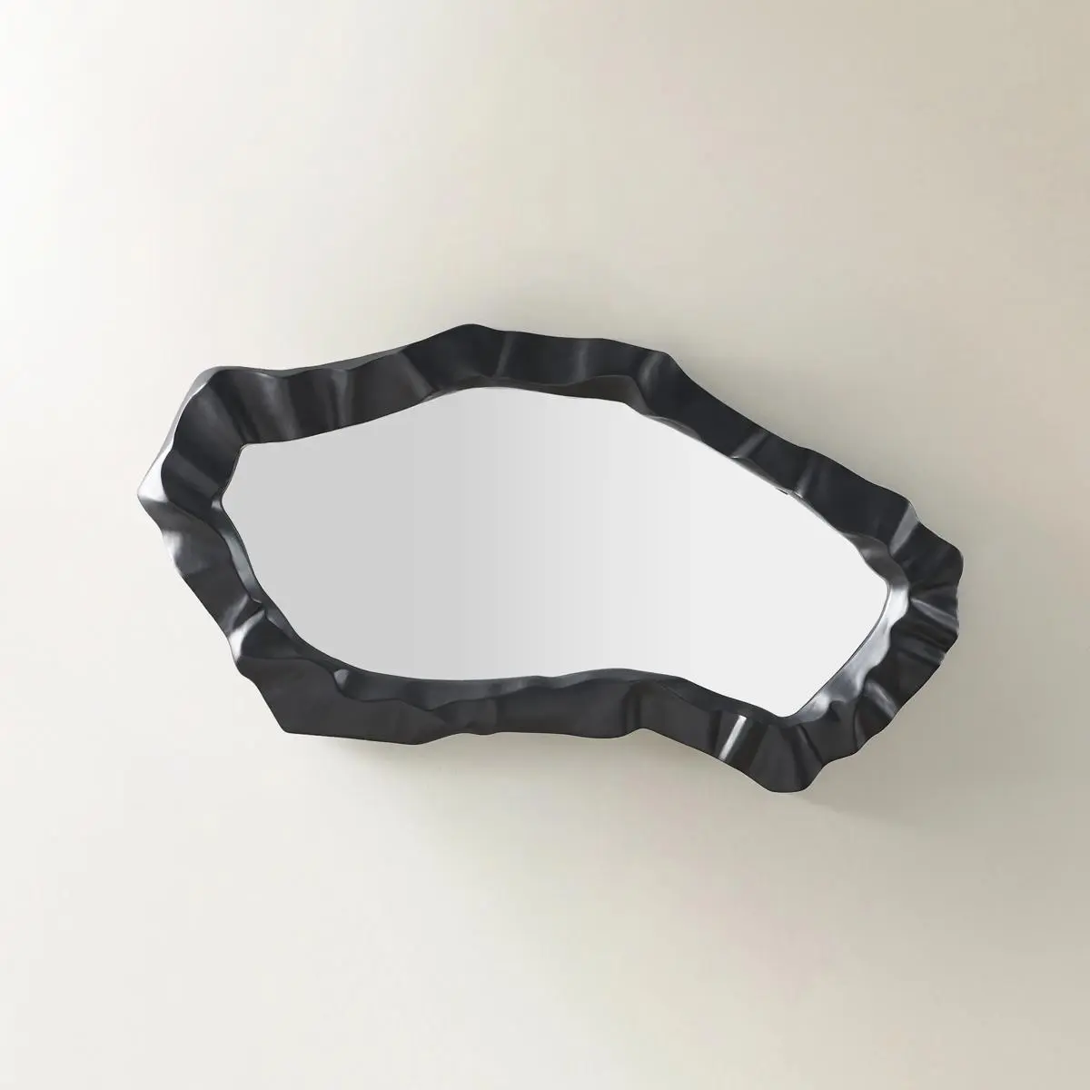 Z Gallerie Islay Black Minimalist Glass Wall Mirror - Modern Metal Set, Oversized Curved Glass Wall-Mounted Mirror for Home Decor, Wall Decor Reflection