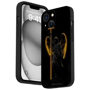Straight Edge Glowing Cross Angel Pattern Phone Case for iPhone 16 15 14 Pro Max 13 12 11 XR XS Plus Shockproof Full Camera Protective Durable slim Silicone Cover