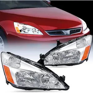 Nilight 2003 2004 2005 2006 2007 Honda Accord Headlight Assembly Chrome Case Amber Reflector fathersdaygift