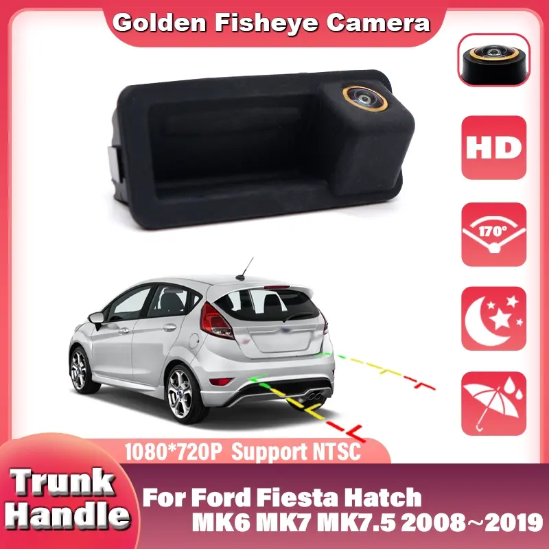 CCD Car Rear View Camera Trunk Handle Camera Waterproof For Ford Fiesta Hatch MK6 MK7 MK7.5 2008~2019 Fiesta ST 2013~2017