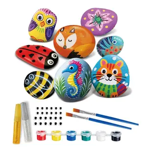 National Geographic Rock Painting Kit for Kids, Art & Craft Tools Set with 6 Paint Colors, Perfect Easter Basket Gift for Girls Ages 5+