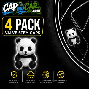 Panda Bear Valve Stem Caps – Cute 4 Pack