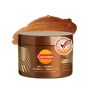 Carroten Gold Shimmer Tanning Gel | Bronzing Tan Accelerator | Non-Greasy, Water-Resistant with Carrot & Coconut Oil | Vitamin A & E For Moisture & Hydration | Made in Greece | 5 Fl Oz