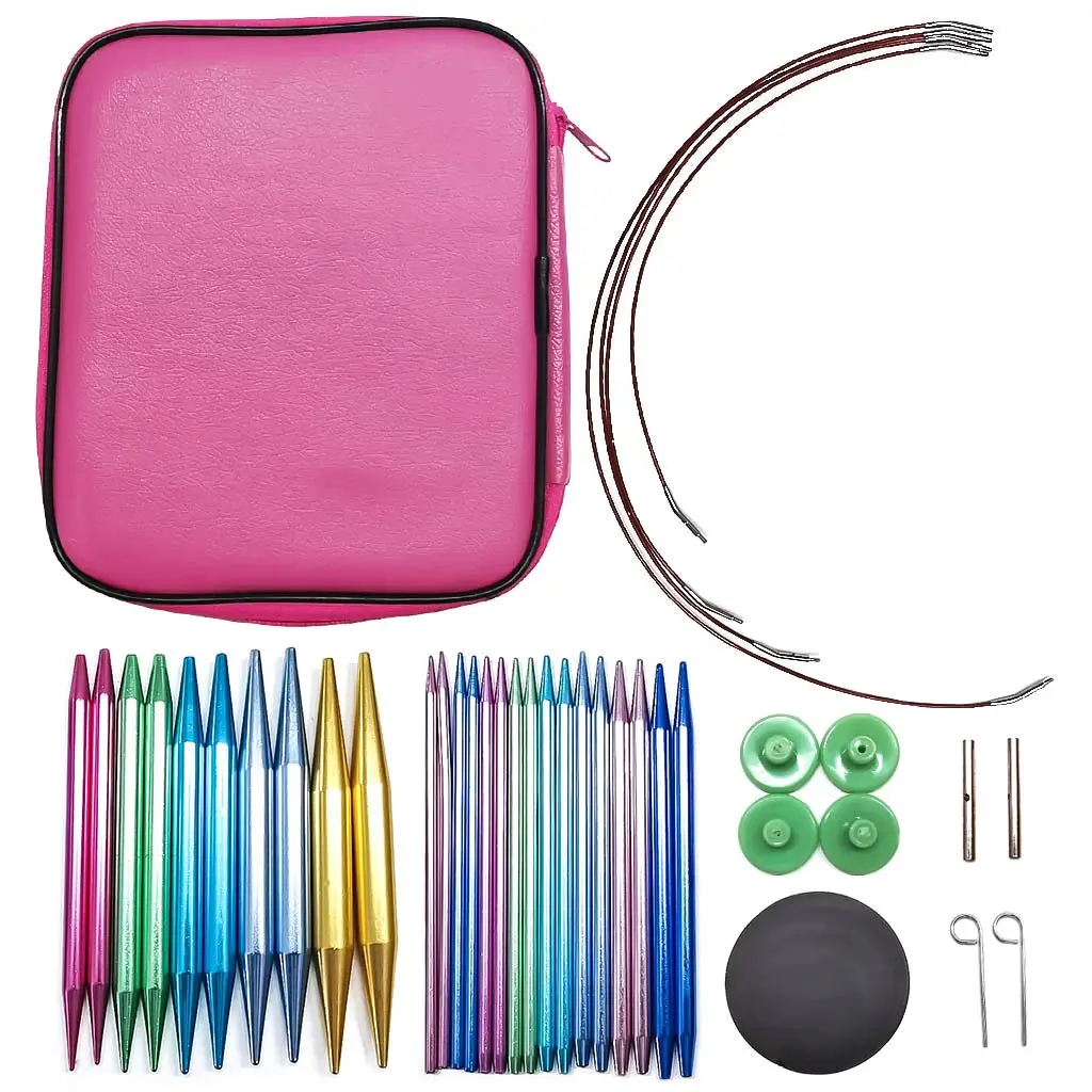 13-Piece Circular Knitting Needle & Crochet Set – Aluminum Alloy