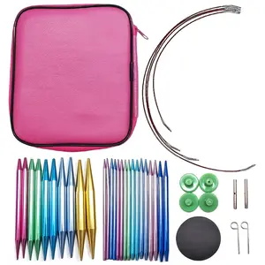 13-Piece Circular Knitting Needle & Crochet Set – Aluminum Alloy