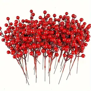 12 Pack Red Berry Picks with Flexible Stems - Artificial Holly Berries for Christmas Tree, Wreath Decorations and Festive