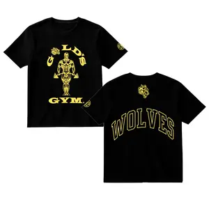 Wolves Gold's Gym Shirt, Workout Wear, Men's Sport Outfit, Gym Men's Top, Muscle Training Shirt, Gym Apparel, Training Clothing