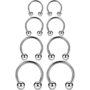 2-8PCS 14G G23 Titanium Horseshoe Septum Ring Nose Rings Hoop Helix Daith Cartilage Tragus Earrings Nipple Eyebrow  Piercing  8mm 10mm 12mm 14mm 16mm