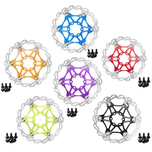 BUCKLOS 160mm 180mm 203mm Floating Disc Brake Rotor,Stainless Steel MTB Brakes Rotors with 6PC Bolts,Ultra-light Floating Disc Rotor fit Mountain Bike Road Bikes BMX(Black,Red)