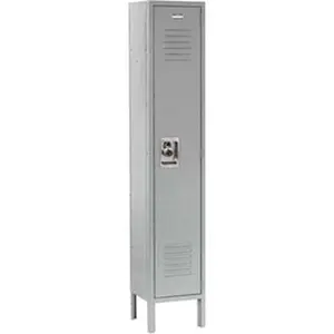 Global Industrial 254111GY 12 x 15 x 60 in. Single Tier Infinity Locker with 1 Door Ready to Assemble, Gray