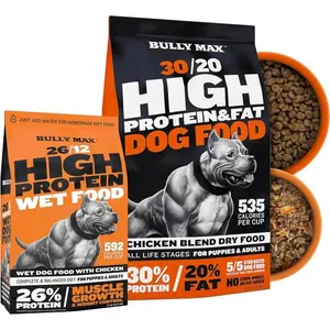 High Protein Wet & Dry Dog Food Bundle for Puppies & Adult Dogs - Complete & Balanced Diet for Small & Large Breeds - 15 lbs Dry Food & 2 lbs Dehydrated Food Makes 5.5 lbs Wet Dog Food