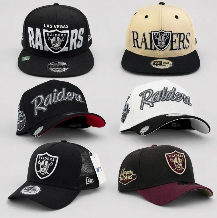 [Best Quality] Las Vegas Raiders All Collection Snapback Cap – Multi-Style Adjustable Flat Brim Baseball Hats, Embroidered Fan