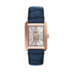 Fossil Men's Carraway Automatic Navy Croco Leather Watch