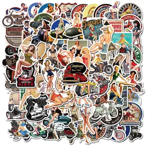 100 Waterproof Vintage Stickers: Spice up your water bottles, laptops, skateboards, bikes, or luggage with this pack of retro pinup girl stickers. Perfect for adults!