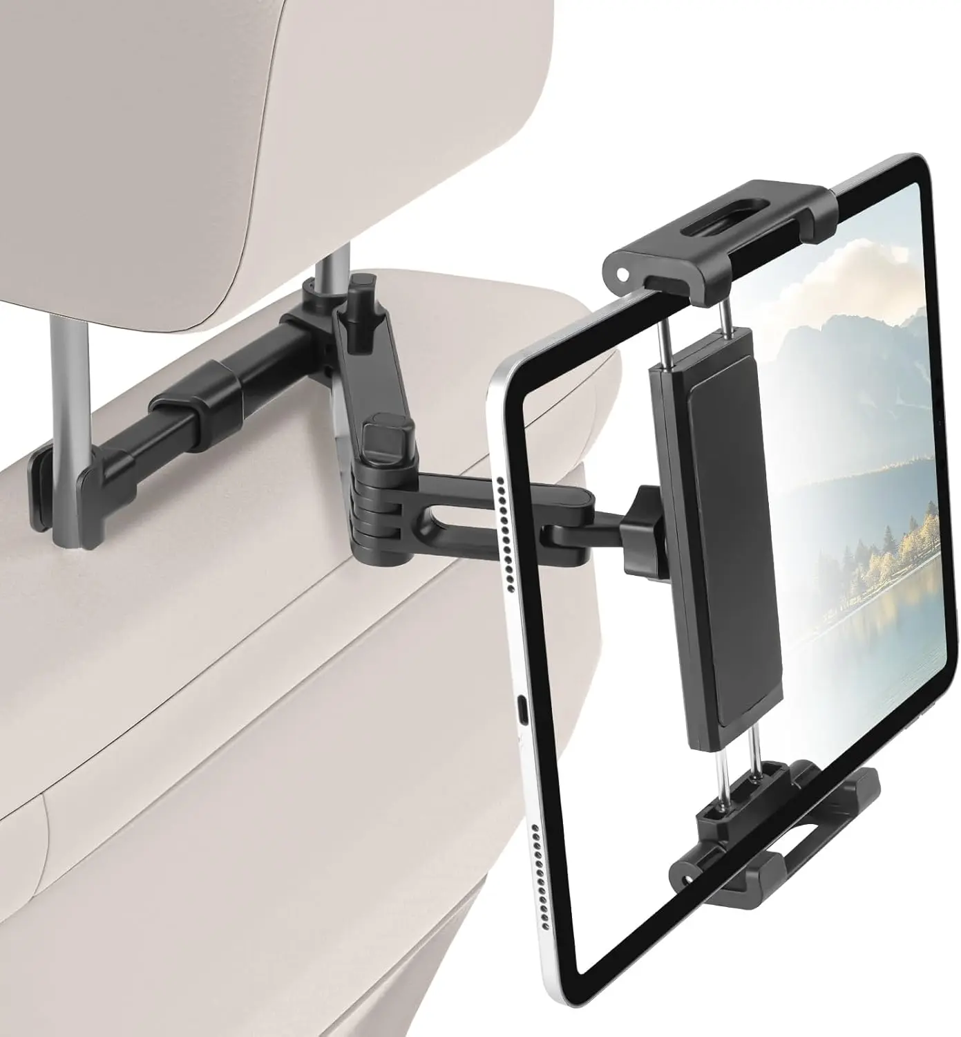 Tablet Holder for Car, 3 in 1 Extension Arm Adjustable Car Headrest Tablet Holder   Essentials Back Seat Tablets Cars Mount Compatible with iPad Pro, Air, Mini, 4.7-11" Devices