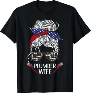 100%cotton Plumbing Plumber Wife Sunglasses Plumber Wife T-Shirt plussize  graphic  tees  Top Menswear Vintage