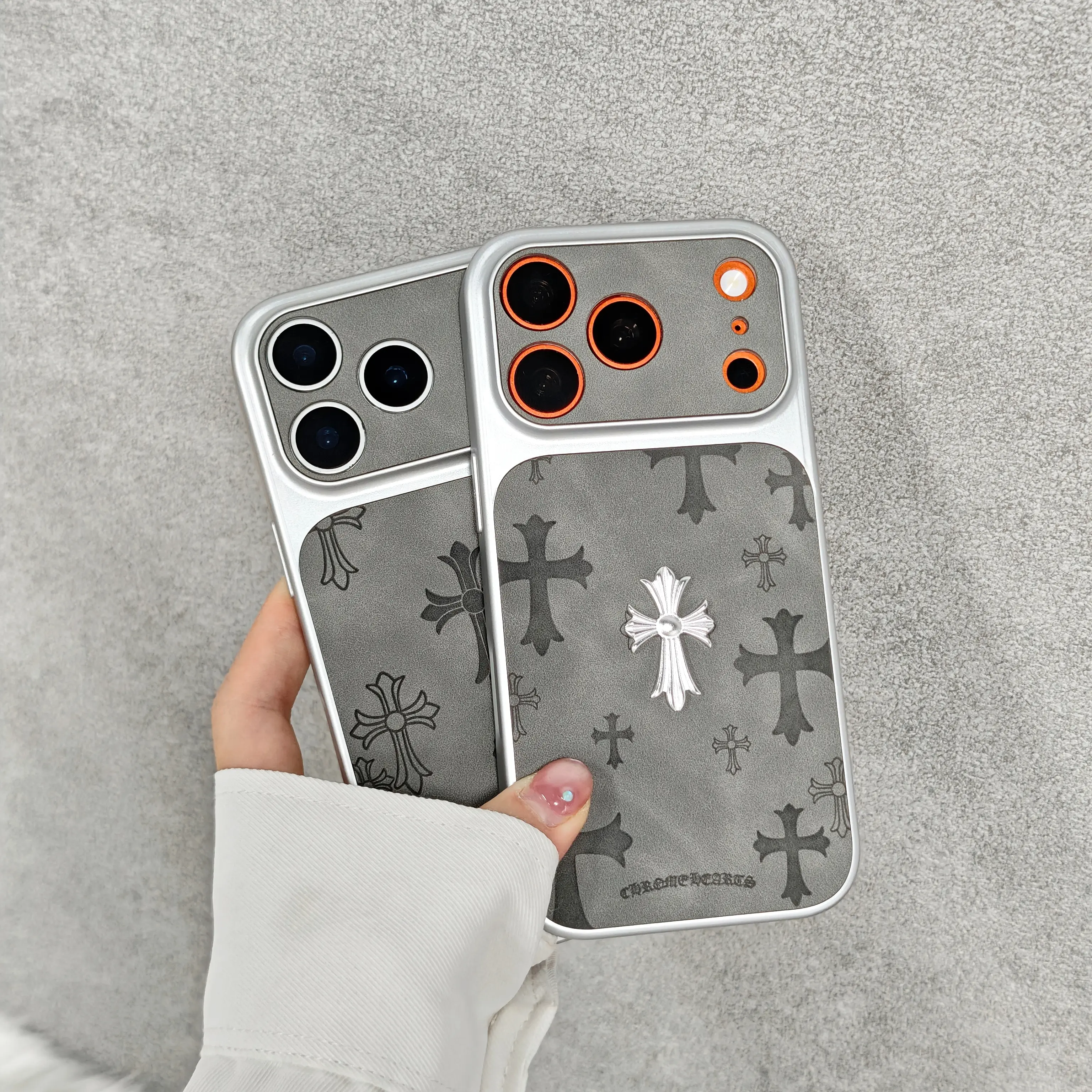 Luxurious Orange Cross-Hatch Leather Cellphone Case - Anti-Drop Shockproof Cover, Precision Cut for iPhone 13/14/15/16/17/18/Pro/Max, Vintage 3D Design, Stylish Adult Gift