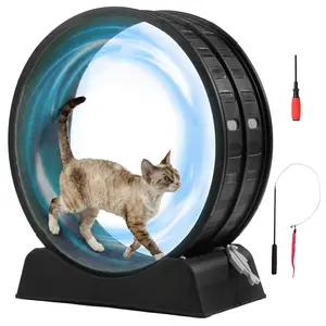 REBUYHOME Cat Exercise Wheel, 39/31.5 Inch Cat Wheel for Indoor Cats, Upgraded Version with Carpeted Runway & Free Cat Teaser, Plastic Cat Running Wheel for Daily Exercise & Weight Loss, Multiple Colors Available