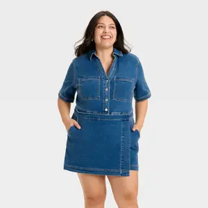 Women's Denim Skortalls - Ava & Viv